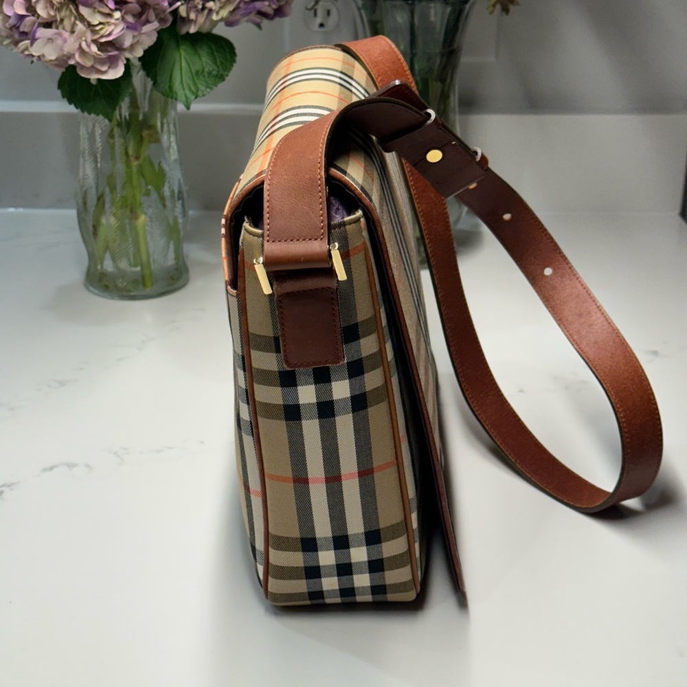 Burberry Nova Check Canvas & Leather Messenger Shoulder Bag - Picture 5 of 13